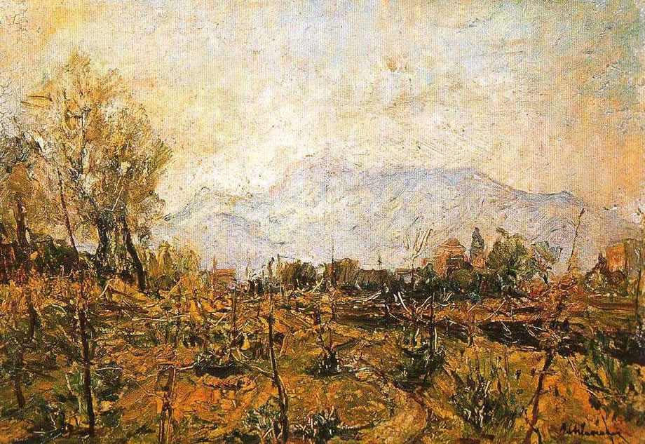 Boscotrecase anni ’40, olio su cartone, cm 33x45,8, Napoli, collezione privata
